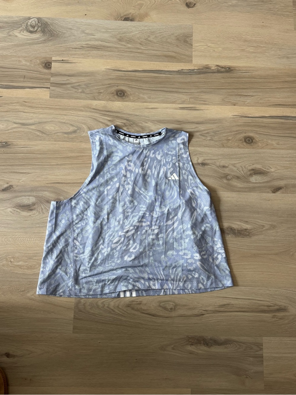 adidas Women's Light Blue Patterned Athletic Tank Top